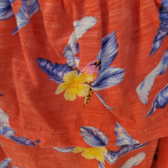 Old Navy Size Medium Off the Shoulder Tropical top Coral color - Picture 4 of 6